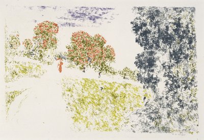 امرأة باللون الأحمر في منظر طبيعي (امرأة باللون الأحمر في منظر طبيعي) ، 1899-1900 (الطباعة الحجرية بالألوان) بواسطة كير كزافييه روسيل